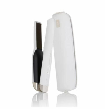 Plancha de pelo de viaje sin cables ghd Unplugged Blanca neceser