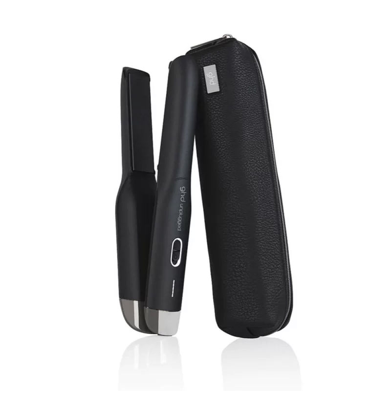 Plancha de pelo de viaje sin cables ghd Unplugged Negra neceser