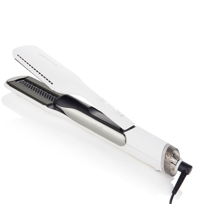 Plancha de pelo y secador de aire caliente 2 en 1 ghd duet blanca