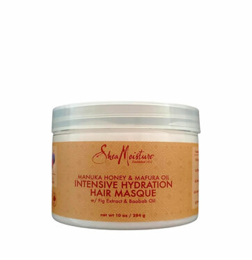 Mascarilla hidratante intensiva Manuka Honey & Mafura Oil Intensive Hydration Hair Masque de Shea Moisture Tapa Blanca 284g