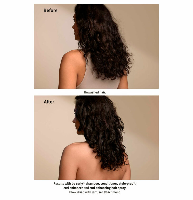 Acondicionador rizos Be Curly conditioner de Aveda 200ml antes y después