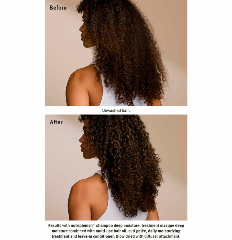 Nutriplenish de Aveda antes y después afro ondas rizos BETH'S HAIR