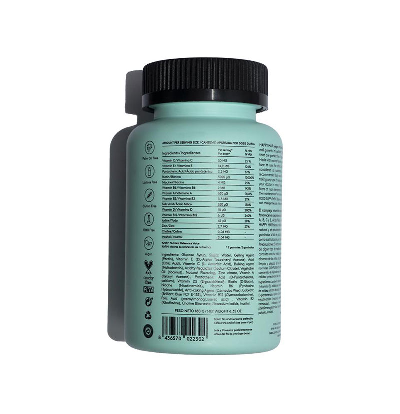 Vitaminas fortalecedoras del cabello Happy Hair de Cocunat BETH'S HAIR Vitaminas fortalecedoras del cabello Happy Hair de Cocunat BETH'S HAIR