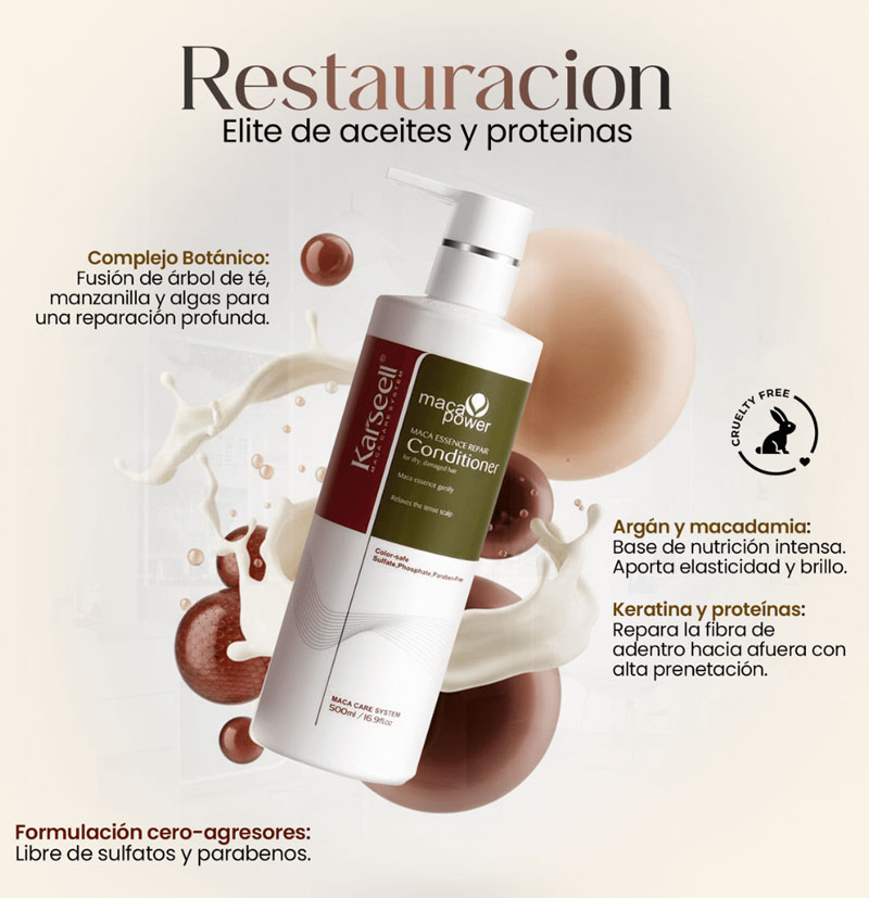 Acondicionador reparador con proteínas y aceite de argán y macadamia Maca Essence de Karseell BETH'S HAIR Acondicionador reparador con proteínas y aceite de argán y macadamia Maca Essence de Karseell BETH'S HAIR