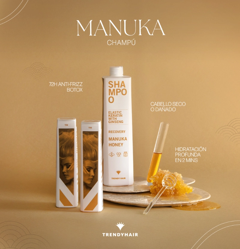 Champú Hidratante y Reparador con keratina, ginseng y miel de Manuka BAIN MANUKA HONEY de TRENDY HAIR BETH'S HAIR Champú Hidratante y Reparador con keratina, ginseng y miel de Manuka BAIN MANUKA HONEY de TRENDY HAIR BETH'S HAIR