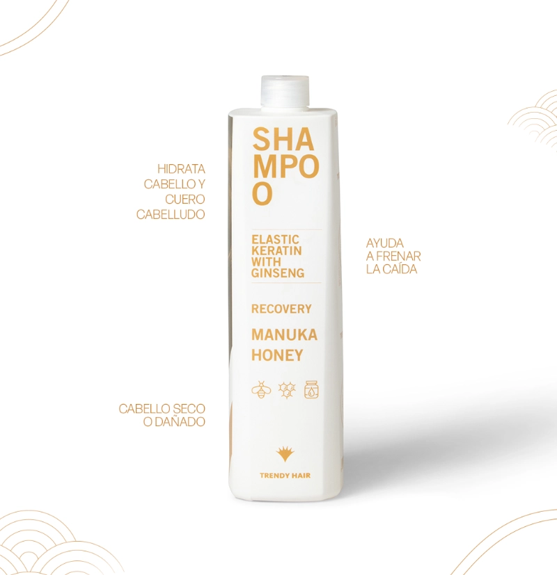 Champú Hidratante y Reparador con keratina, ginseng y miel de Manuka BAIN MANUKA HONEY de TRENDY HAIR BETH'S HAIR Champú Hidratante y Reparador con keratina, ginseng y miel de Manuka BAIN MANUKA HONEY de TRENDY HAIR BETH'S HAIR