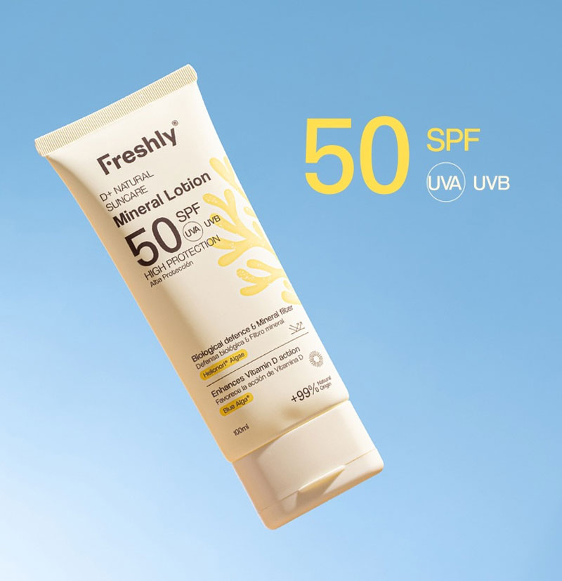 Fotoprotector natural corporal fluido SPF 50 Natural Suncare Mineral Lotion de Freshly Cosmetics BETH'S HAIR Fotoprotector natural corporal fluido SPF 50 Natural Suncare Mineral Lotion de Freshly Cosmetics BETH'S HAIR