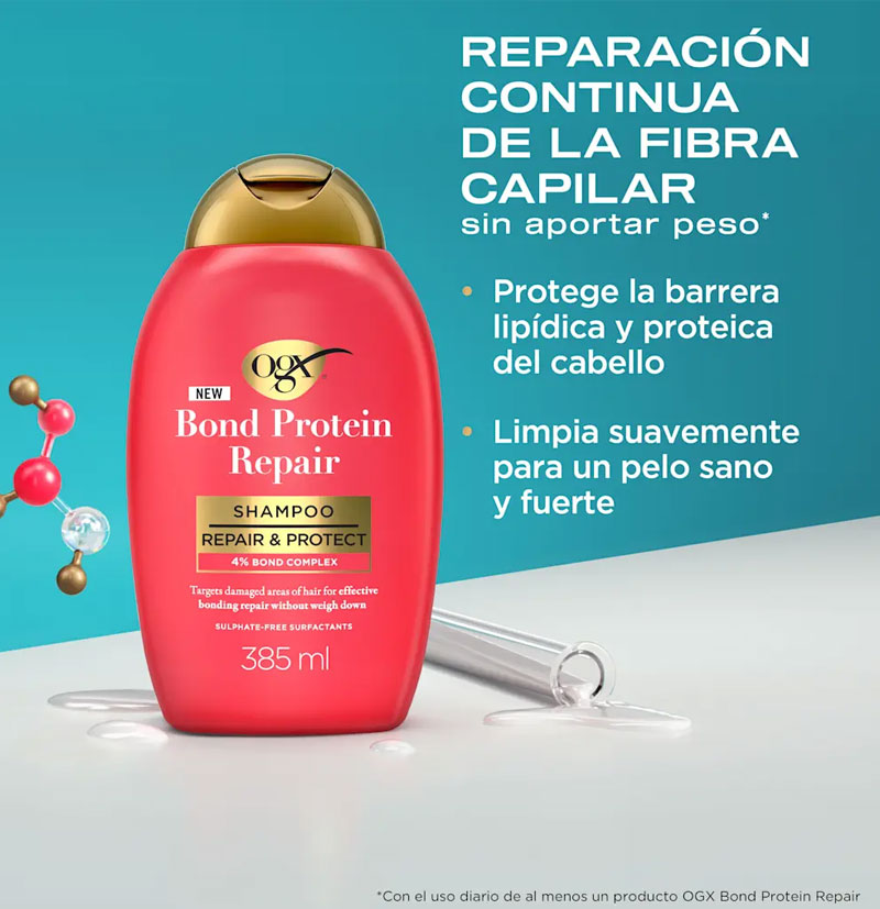 Champú reparador Shampoo Repair & Protect Bond Protein Repair de OGX BETH'S HAIR Champú reparador Shampoo Repair & Protect Bond Protein Repair de OGX BETH'S HAIR