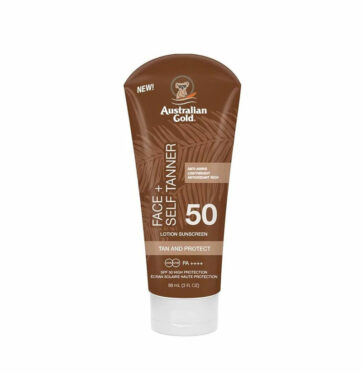 Loción solar facial bronceadora Face + Self Tanner Spf 50 de Australian Gold BETH'S HAIR