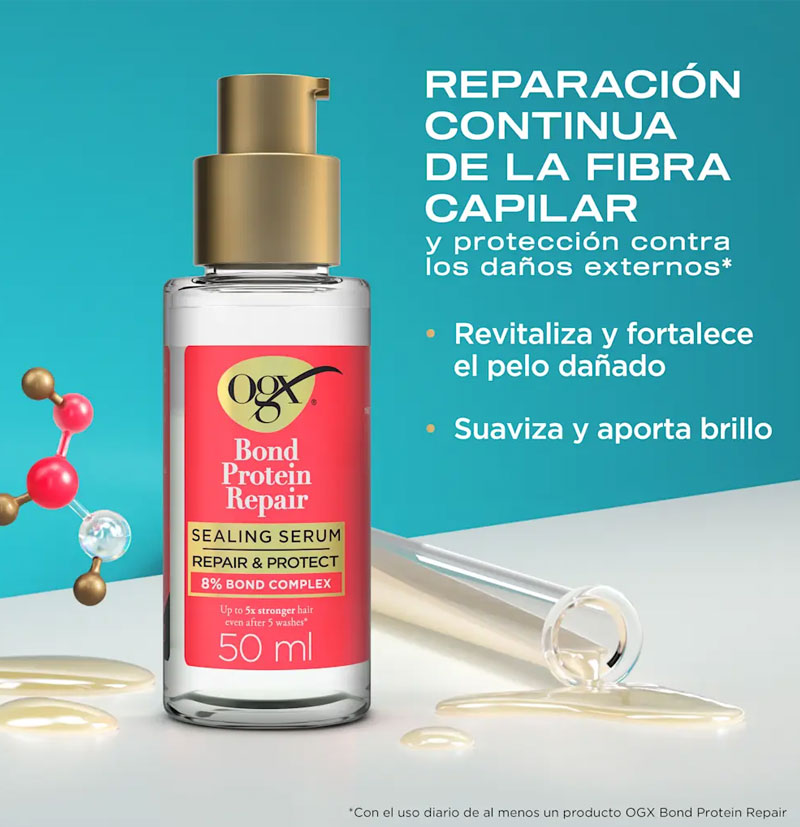 Sérum para cabello seco y dañado Sealing Sérum Bond Protein Repair de OGX BETH'S HAIR Sérum para cabello seco y dañado Sealing Sérum Bond Protein Repair de OGX BETH'S HAIR