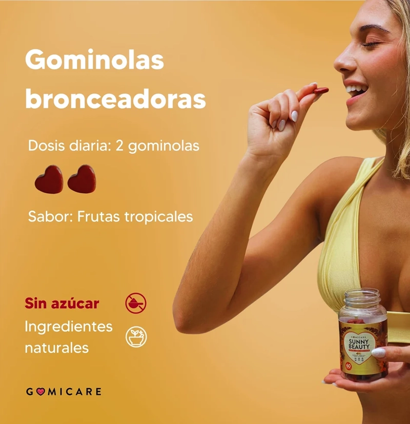 Gominolas bronceado betacaroteno Sunny Beauty de GOMICARE BETH'S HAIR Gominolas bronceado betacaroteno Sunny Beauty de GOMICARE BETH'S HAIR