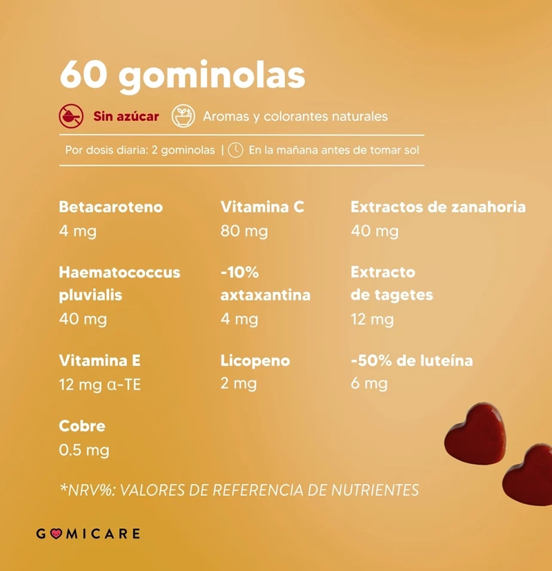 Gominolas bronceado betacaroteno Sunny Beauty de GOMICARE BETH'S HAIR Gominolas bronceado betacaroteno Sunny Beauty de GOMICARE BETH'S HAIR