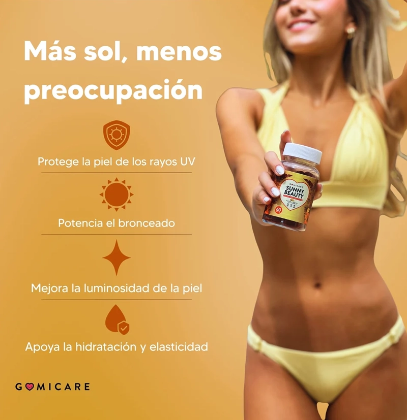 Gominolas bronceado betacaroteno Sunny Beauty de GOMICARE BETH'S HAIR Gominolas bronceado betacaroteno Sunny Beauty de GOMICARE BETH'S HAIR