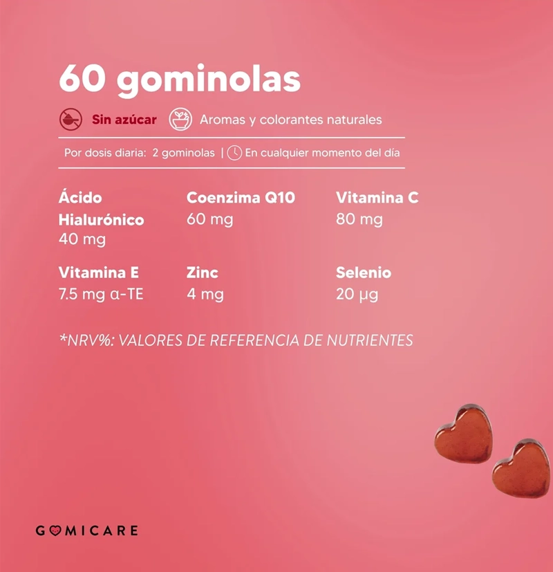 Gominolas con Ácido Hialurónico y Q10 piel radiante Radiant Skin de GOMICARE BETH'S HAIR Gominolas con Ácido Hialurónico y Q10 piel radiante Radiant Skin de GOMICARE BETH'S HAIR