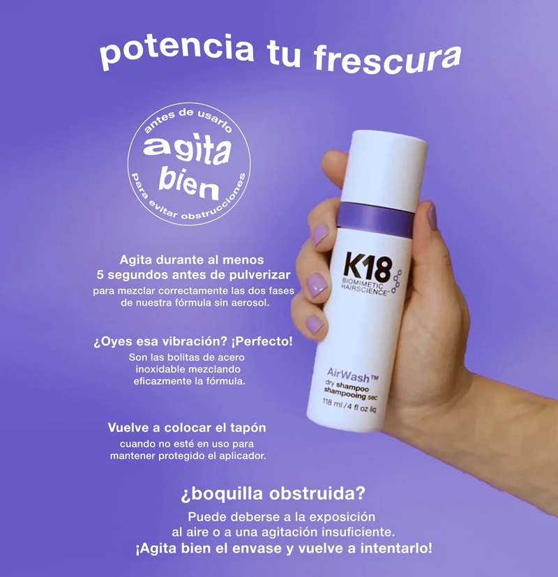 K18 Champú seco sin aerosol AirWash™ dry shampoo BETH'S HAIR K18 Champú seco sin aerosol AirWash™ dry shampoo BETH'S HAIR