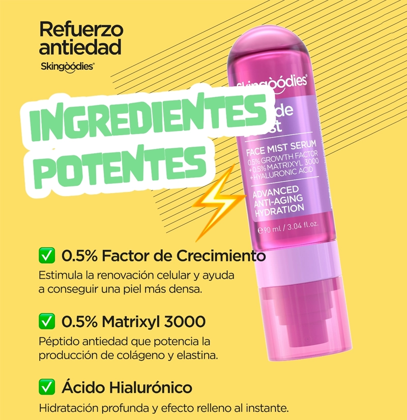 Sérum facial en bruma antiedad Peptide Boost de skingoodies BETH'S HAIR Sérum facial en bruma antiedad Peptide Boost de skingoodies BETH'S HAIR