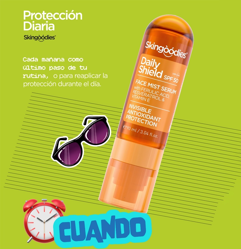 Sérum facial en bruma con SPF50 Daily Shield de skingoodies BETH'S HAIR Sérum facial en bruma con SPF50 Daily Shield de skingoodies BETH'S HAIR