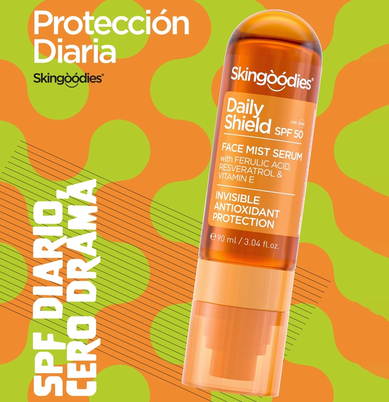 Sérum facial en bruma con SPF50 Daily Shield de skingoodies BETH'S HAIR Sérum facial en bruma con SPF50 Daily Shield de skingoodies BETH'S HAIR