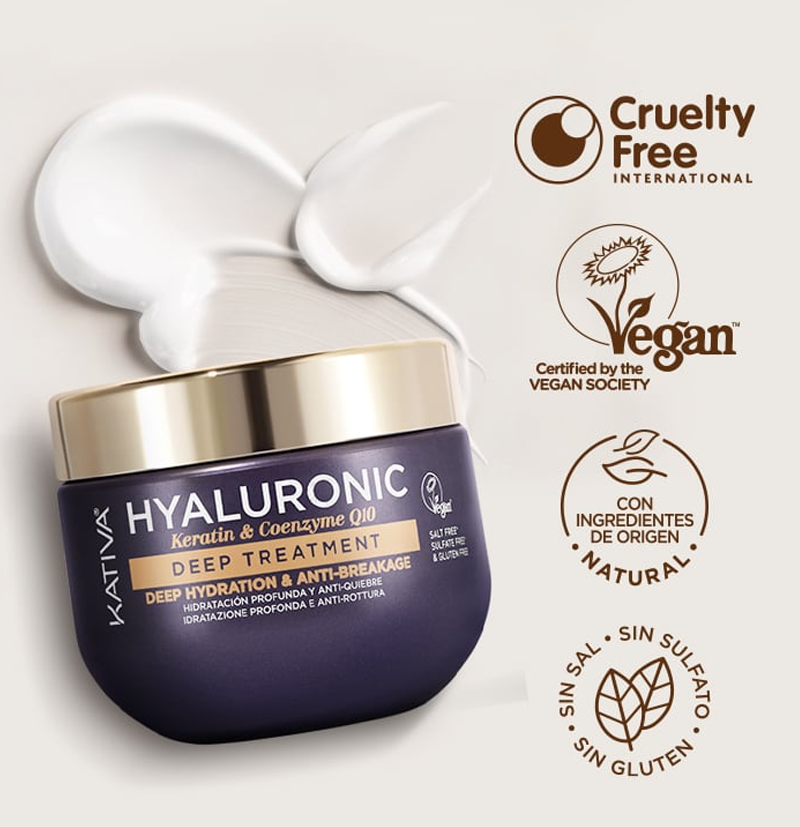 Mascarilla tratamiento intensivo Acido Hialurónico, Keratina y Coenzima Q10 de KATIVA BETH'S HAIR Mascarilla tratamiento intensivo Acido Hialurónico, Keratina y Coenzima Q10 de KATIVA BETH'S HAIR
